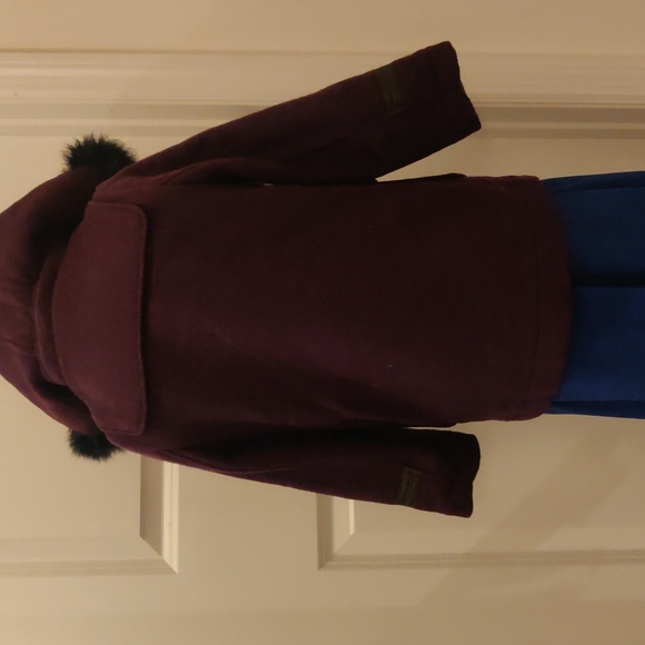 Hunt Kids new classic Purple wool blend rabbit fur detachable Hooded Coat sz 100 - Picture 5 of 16